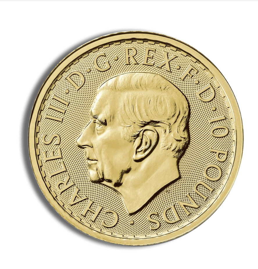 2025 British Gold Britannia coin – 1/10 oz gold, The Royal Mint, King Charles effigy